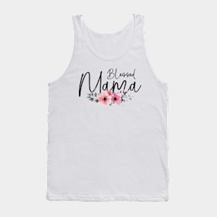 Funny Mom Shirts Women Blessed Mama T Shirt Mother's Day Present Tee Mom Life Shirt Casual Letter Print Short Sleeve Tops Tank Top